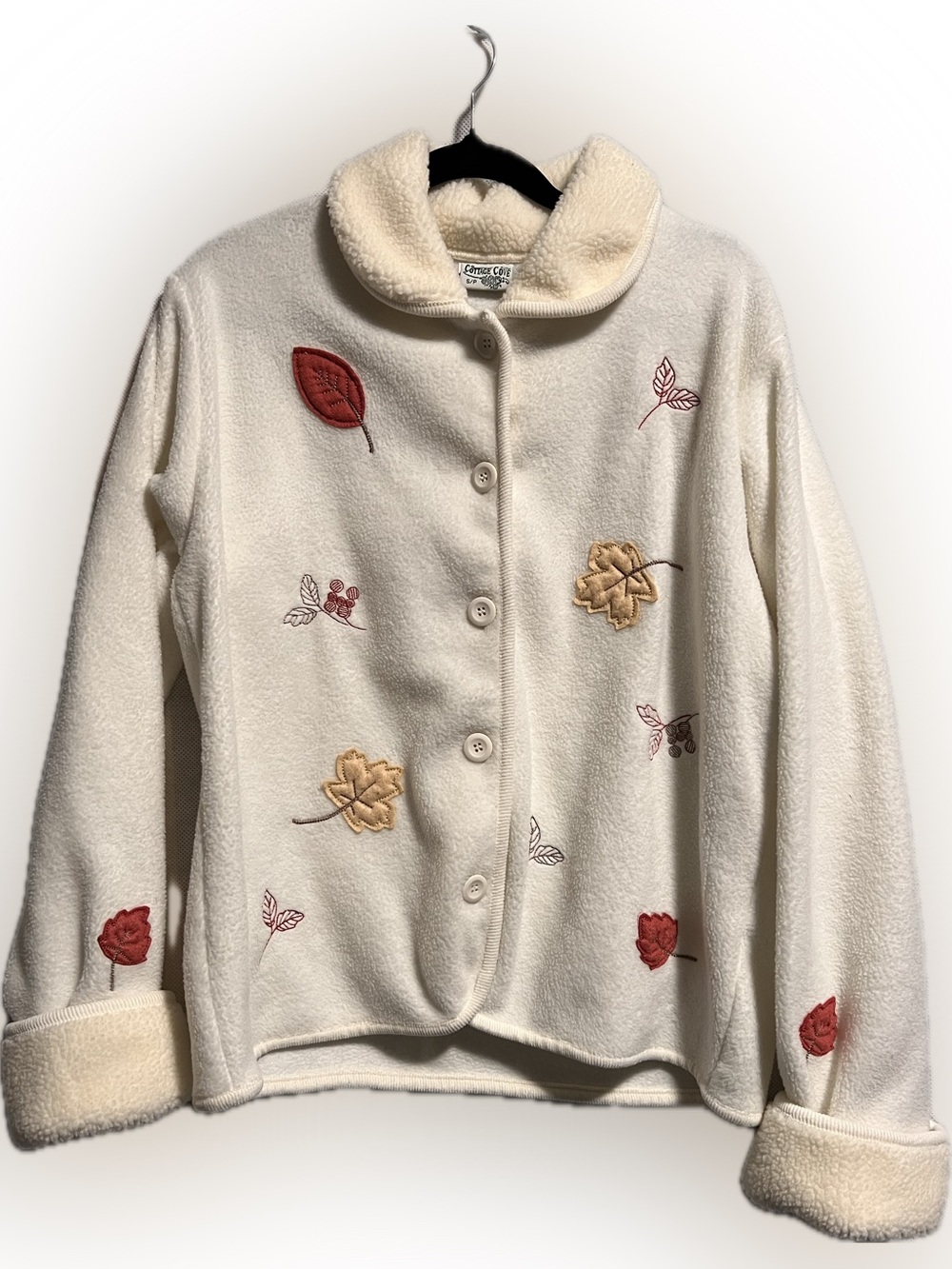 VTG Cottage Cove Embroidered Fall Fleece Jacket | SMALL